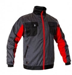 Costum salopeta cu pieptar si jacheta de lucru usor Gri cu rosu CXS | Best Seller - Img 6