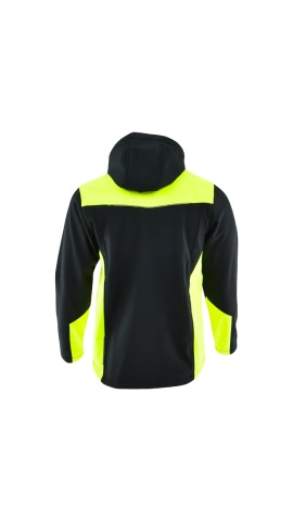 Jacheta de lucru cu gluga Softshell | Negru + Galben reflectorizant Sara - Img 2
