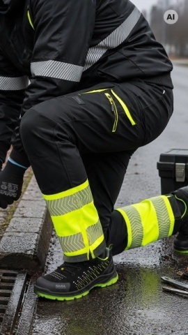 Pantaloni reflectorizanti de lucru iarna Softshell cu captuseala Sara - Img 5