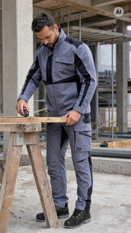 Pantaloni salopeta Confort optim | gri închis + negru Sara - Img 6