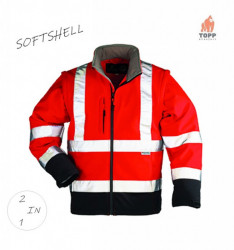 Jacheta Smurd rosie cu benzi reflectorizante Coverguard