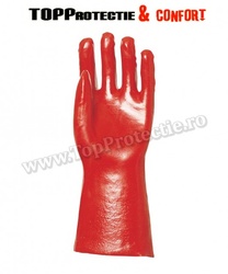 Manusi de protectie imersate in PVC rosu,rezistent la umiditate - Img 1