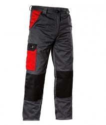 Pantalon talie de lucru gri cu rosu CXS, cel mai mic pret