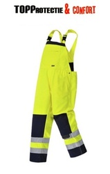 Salopeta de lucru rezistenta galben fluorescent cu buzunare multiple - Img 1