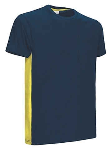 Tricou de lucru cu element contrast bleumarin-galben - Img 2