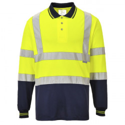 Tricou polo bicolor reflectorizant cu maneci lungi Portwest