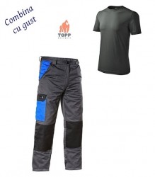 Combina de vara salopeta lucru plus tricou antracit - Img 1