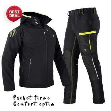 Costum de lucru confort optim: Jacheta Softshell si Pantaloni elastici