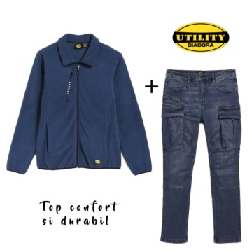Costum de lucru Diadora: Jacheta Fleece si Blugi de lucru