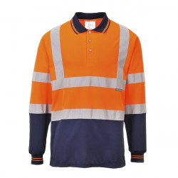 Tricou polo bicolor reflectorizant cu maneci lungi Portwest - Img 2
