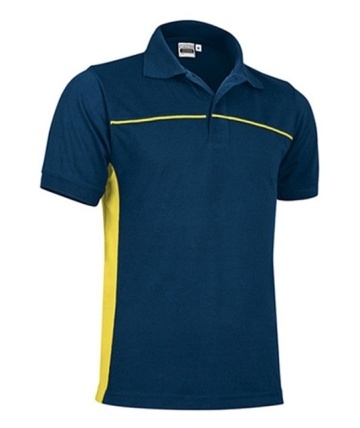 Tricou polo cu element contrast bleumarin-galben