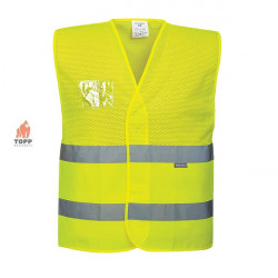 Vesta reflectorizanta de vara galben fluorescent cu aerisire Portwest - Img 2
