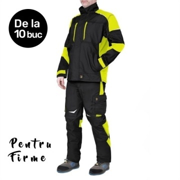 10x Costum de lucru: jacheta si Pantaloni negru-galben