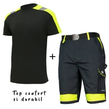 Costum de lucru vara: Pantaloni scurti cu tricou reflectorizant