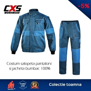 Costum salopeta lucru firme: pantaloni si jacheta bumbac 100% CXS - Img 6