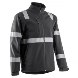 Jacheta softshell negru cu dungi reflectorizante Coverguard