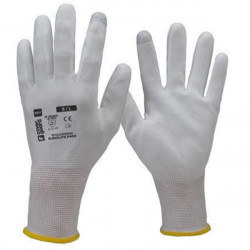 Manusi de lucru albe nailon Eurolite P400 impregnate in PU Coverguard, 10xbuc