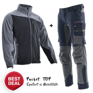 Costum de lucru confortabil: Polar gros si Pantaloni elastici Sara