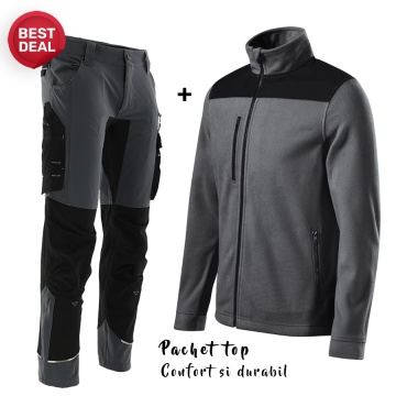 Pachet de lucru sezon rece: Jacheta fleece si Pantaloni elastici 4-WAY