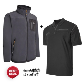 Pachet JCB: Fleece gros și durabil + Tricou bumbac 100%