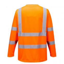 Tricou subtire cu maneci lungi si dungi reflectorizante portocaliu Portwest
