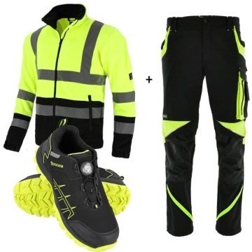 Costum de lucru reflectorizant: Pantaloni, Polar si Pantofi