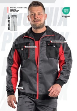 Costum salopeta cu pieptar si jacheta de lucru usor Gri cu rosu CXS | Best Seller - Img 4