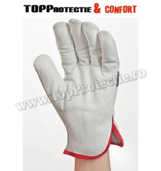 Manusi de protectie din piele de bovina,cu dunga reflectorizanta,gri - Img 2