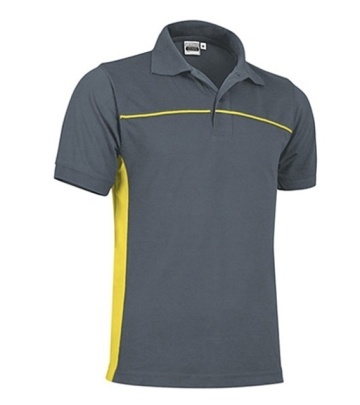 Tricou polo cu element contrast gri-galben