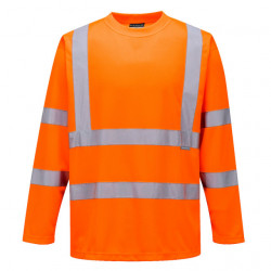 Tricou subtire cu maneci lungi si dungi reflectorizante portocaliu Portwest - Img 2