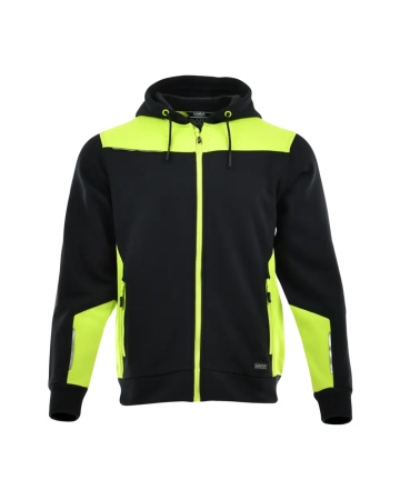 Hanorac de lucru cu gluga confortabil Negru + Galben reflectorizant Sara