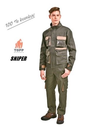 Lichidare XL: Jacheta de lucru 100% bumbac, verde vanatoresc Sniper Coverguard - Img 2