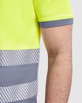 Tricou polo reflectorizant din material tehnic cu mânecă scurtă - Img 6