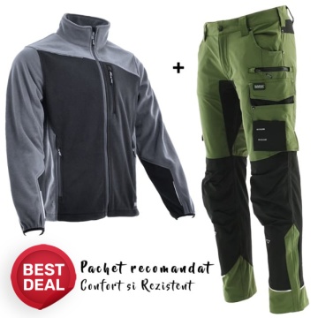 Costum de lucru confortabil si flexibil: Polar gros si Pantaloni elastici Sara