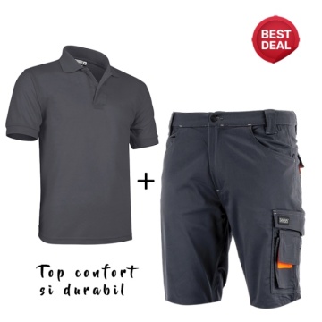 Costum de lucru vara, patanloni scurti si Tricou bumbac Premium