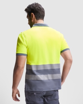 Tricou polo reflectorizant din material tehnic cu mânecă scurtă - Img 7