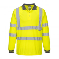 Tricou polo reflectorizant poliester, cu maneci lungi Portwest