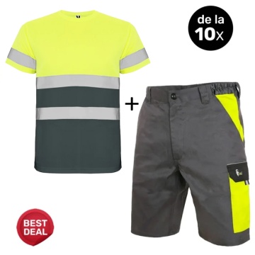 De la 10x Pachet de lucru vara: Tricou reflectorizant si Pantaloni scurti Oferta Vara