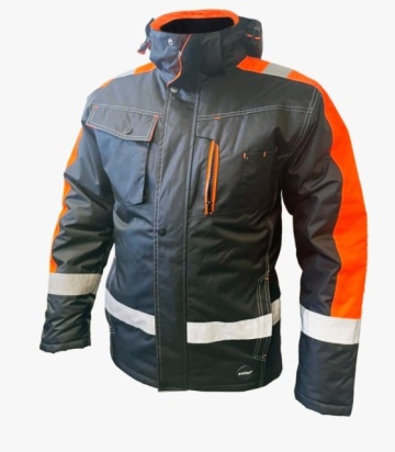 Geaca de iarnă Black-Orange cu insertii reflectorizante