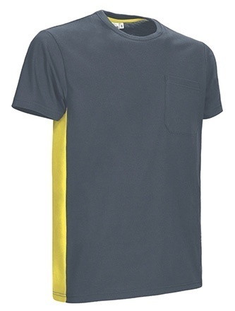 Tricou de lucru cu element contrast gri-galben