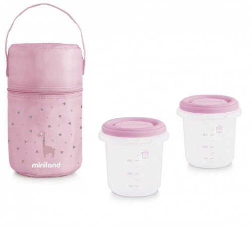 Set 2 Recipiente Plastic 250 ml cu Gentuta izoterma Rose Miniland - Img 2