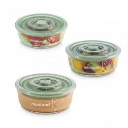 Set 3 recipiente din sticla 300 ml ermetice Chip Miniland