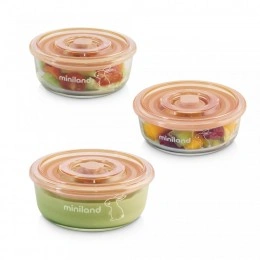 Set 3 recipiente din sticla 300 ml ermetice Bunny Miniland