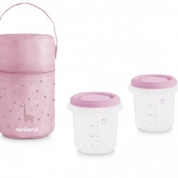 Set 2 Recipiente Plastic 250 ml cu Gentuta izoterma Rose Miniland - Img 2