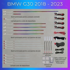 Lumini ambientale BMW Seria 5 (F10) 2012-2017 set complet control telefon sau sistem original