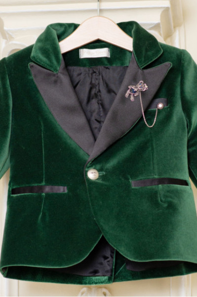 Costum baieti lux Green Velvet - Img 5