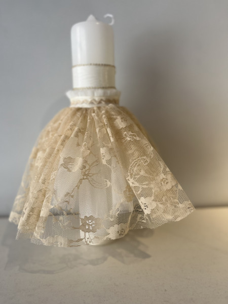 Lumanare botez Cream lace
