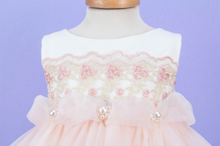 Rochita botez cu aplicatie dantela Juicy Blush - Img 3