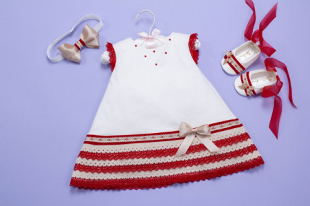 Set botez 3 piese Red Macrame - Img 5