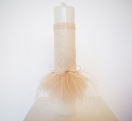 Lumanare de botez Feather Treasure